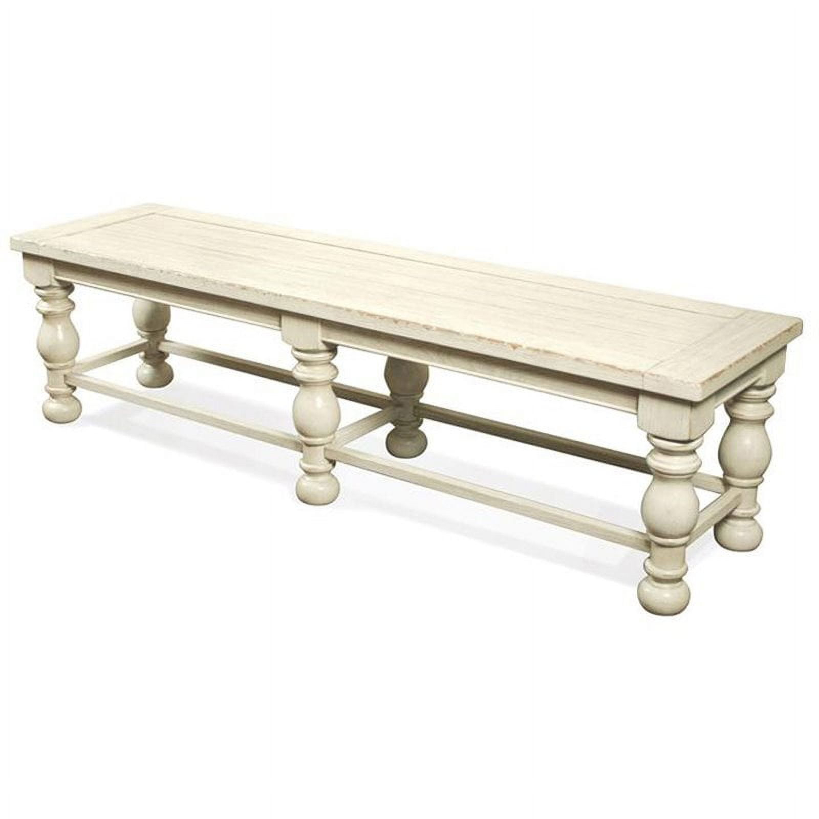Riverside Furniture Aberdeen 68" Wood Dining Bench in Weathered Worn White