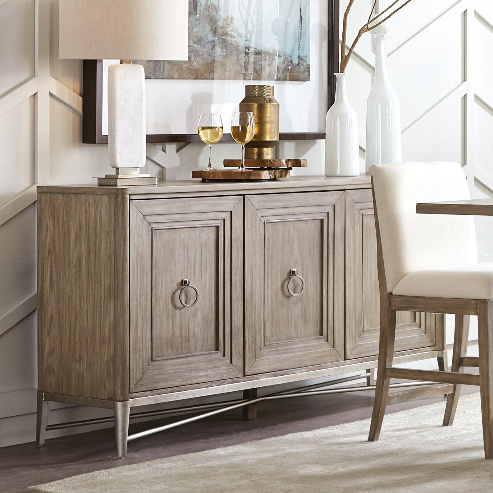 Riverside Furniture Sophie Wood Three Door Buffet in Natural