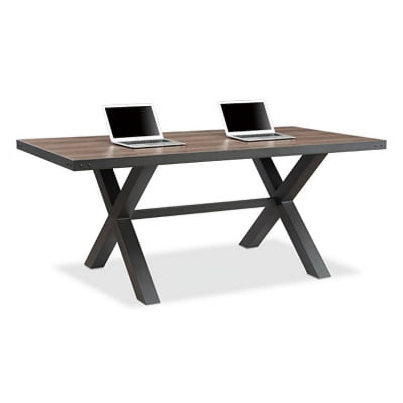 Rivet Conference Table 72"W x 36"D Weathered Oak/Charcoal Painted Steel