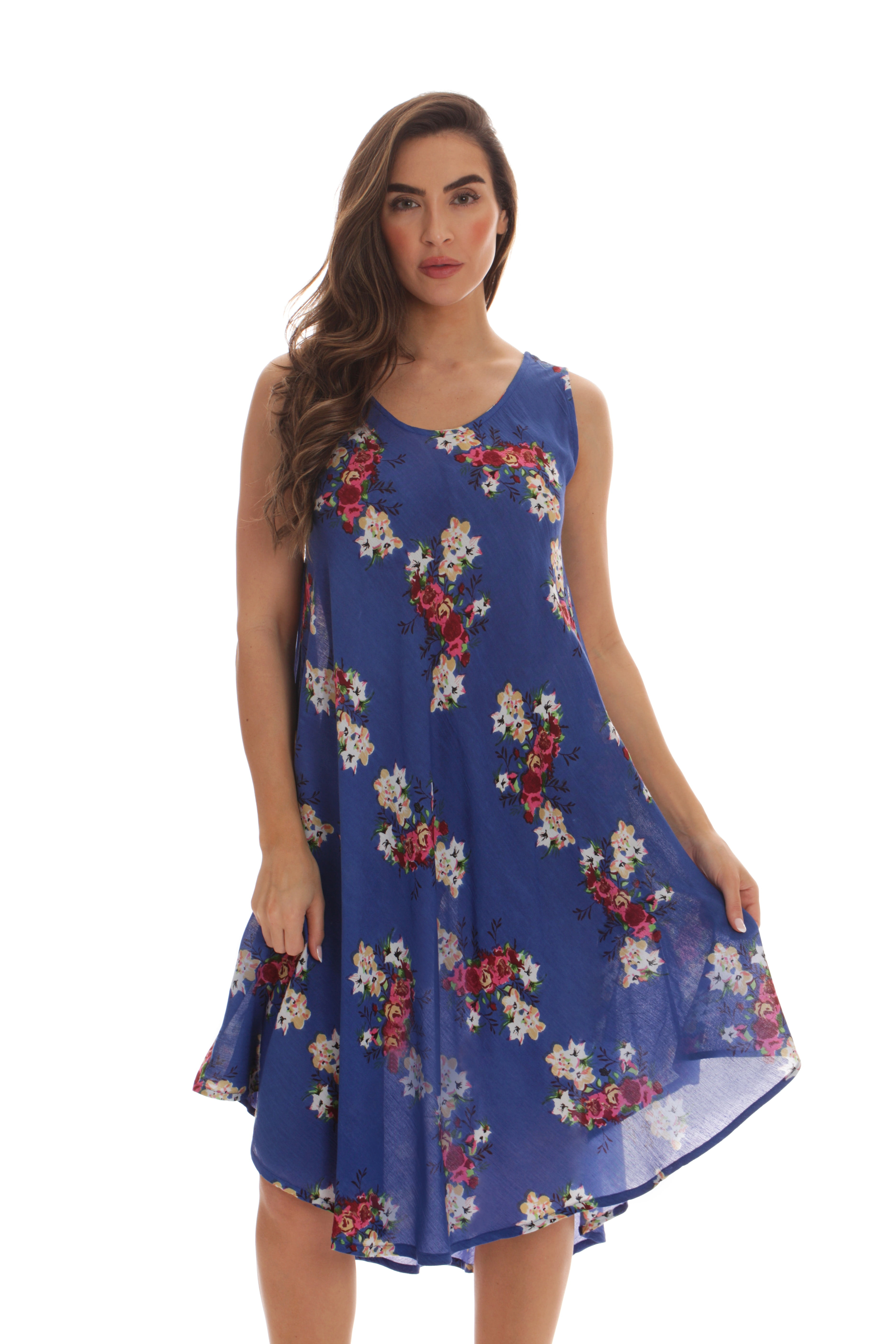 Riviera Sun Womens Floral Print Summer Dress - Beach Cover Up Sundress - Dresses for Women 21993-6015-BLU-3X