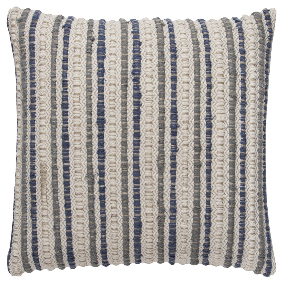 Rizzy Home Throw Pillow T11561 Traditional Natural Channel Woven 20" x 20" Square, Poly Filled