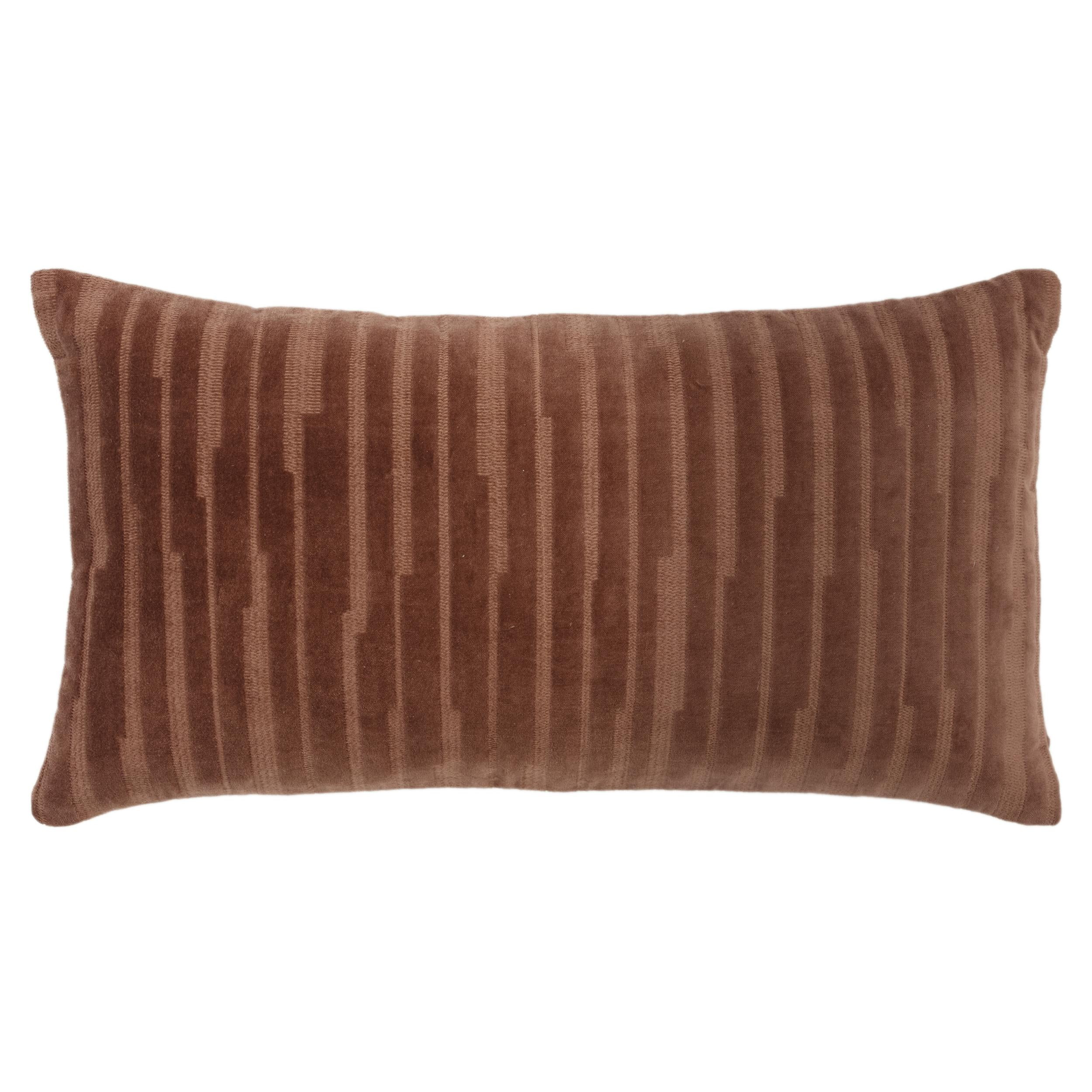 Rizzy Home Brown 14"X26" Transitional EmbroideRed Poly Filled Throw Pillow