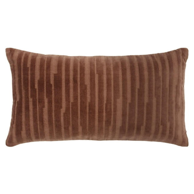 Rizzy Home Brown 14"X26" Transitional EmbroideRed Poly Filled Throw Pillow