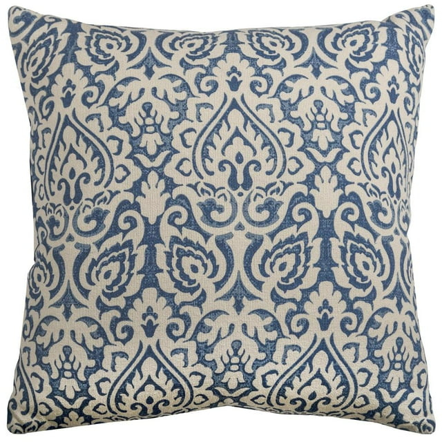 Rizzy Home Damask 22" x 22" Cotton Pillow Cover in Blue/Natural
