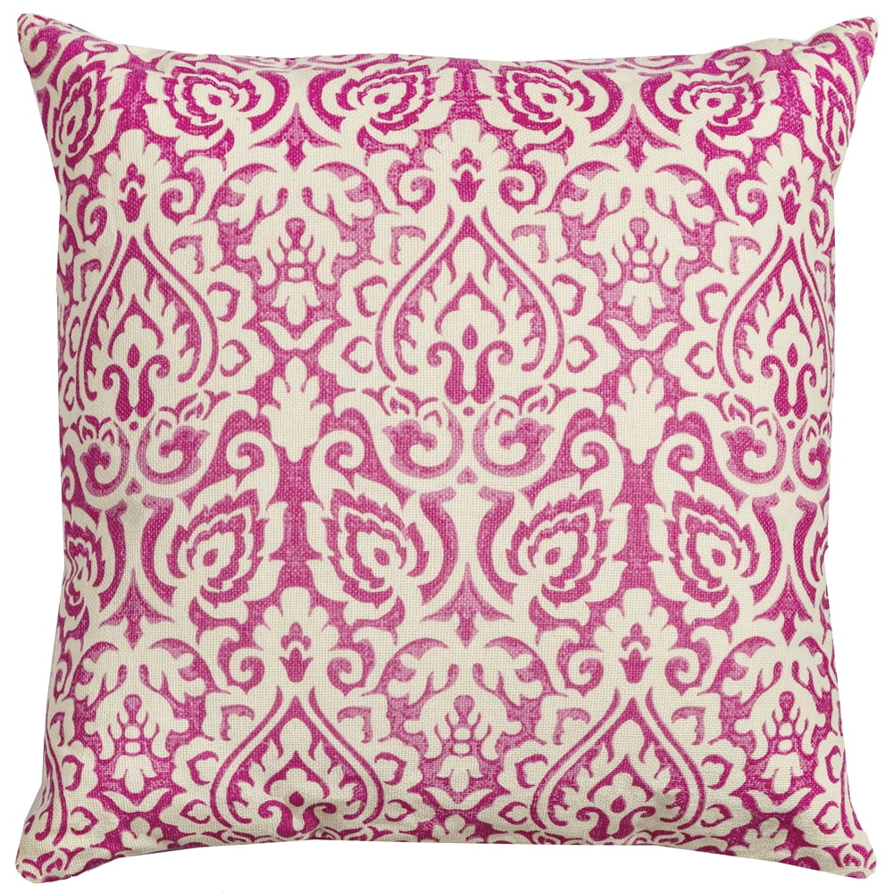 Rizzy Home  Distressed Damask Print Throw Pillow Cover Pink/Natural