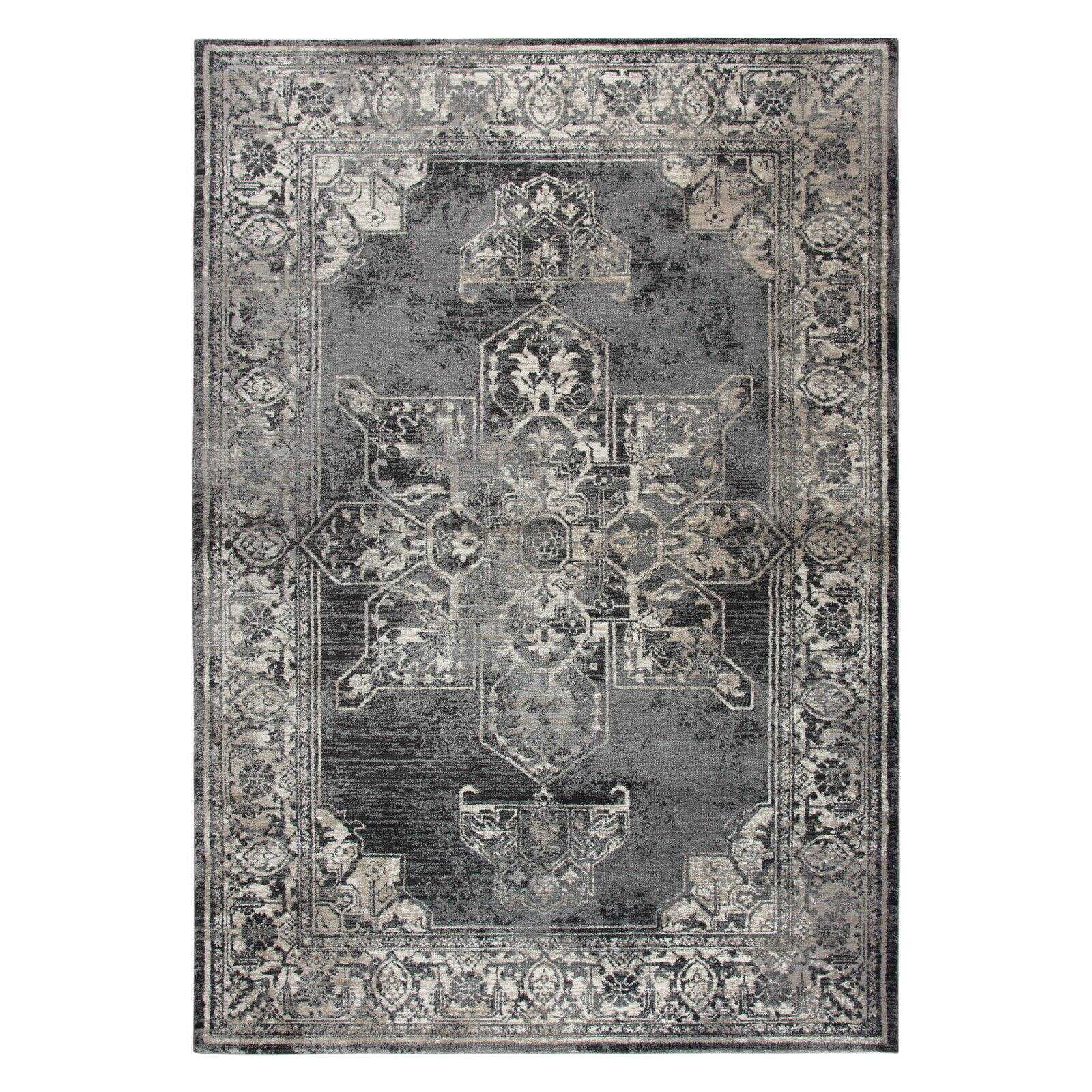 Rizzy Rugs Panache Area Rug PN6972 Gray Petals Corners 7' 10" x 10' 10" Rectangle