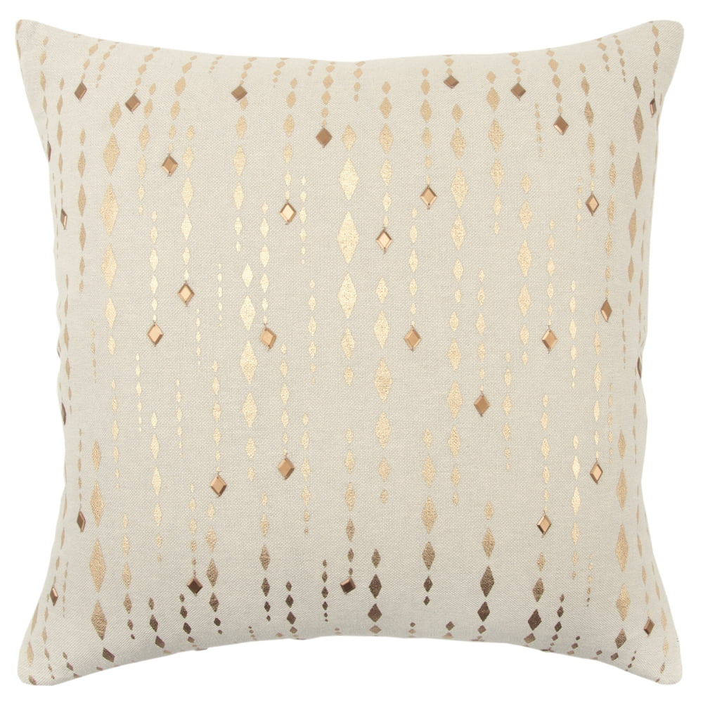 Rizzy Home Stripe 20" x 20" Down Filled Pillow with Cotton Cover-Gold/Natural