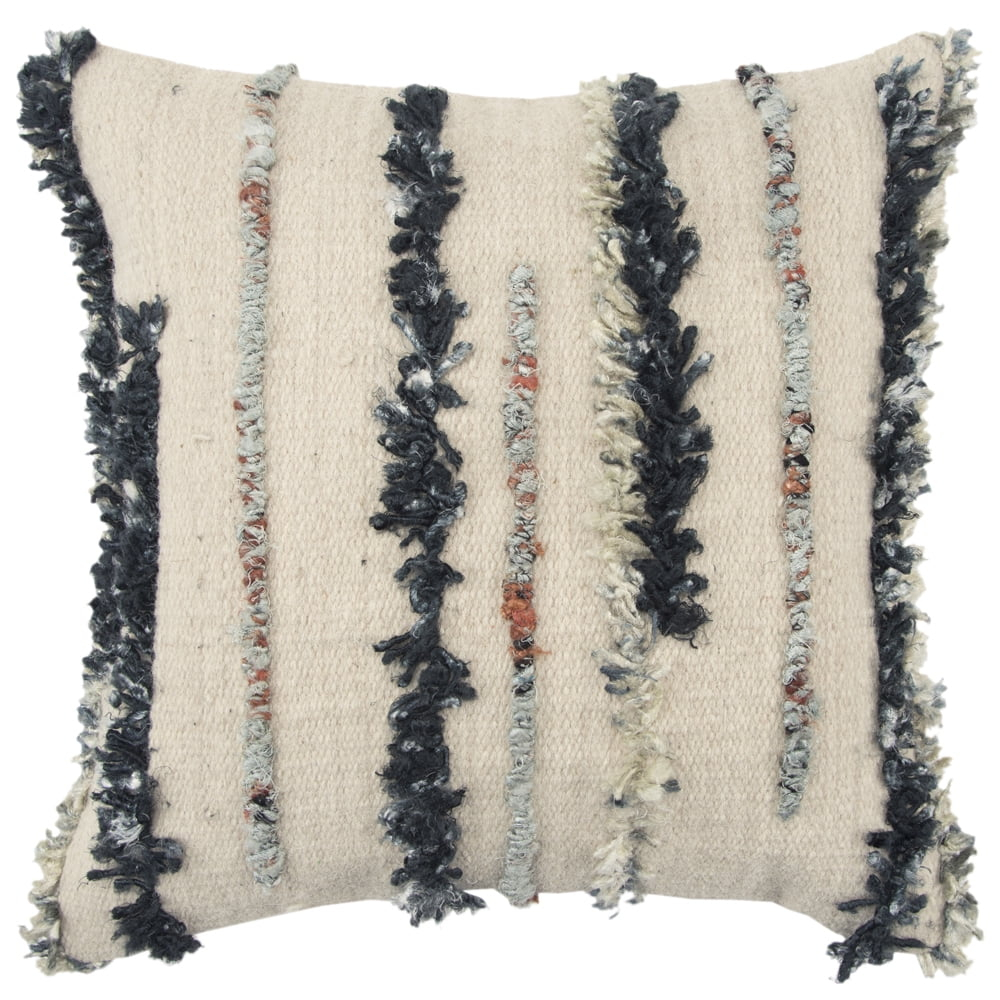 Rizzy Home Stripe 20" x 20" Wool Pillow Cover in Natural/Rust