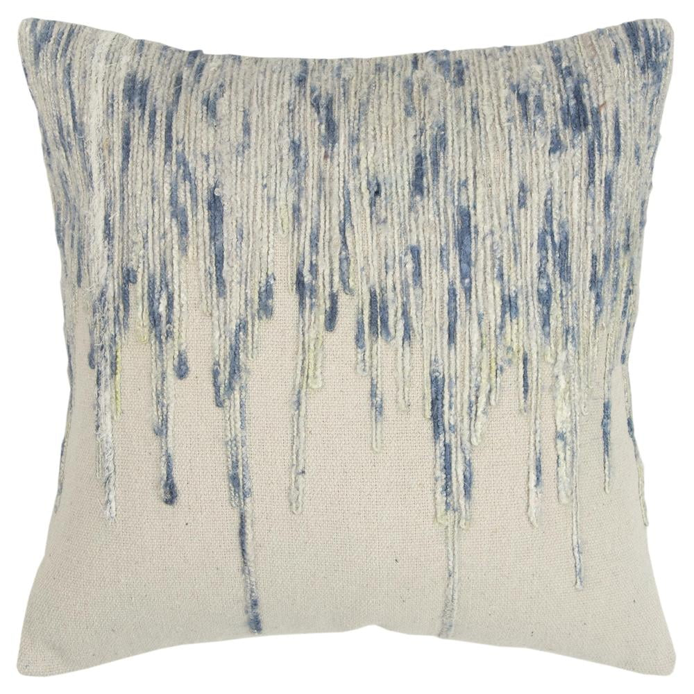 Rizzy Home Throw Pillow T14069 Blue Saris Shredded 20" x 20" Square, Cover Only