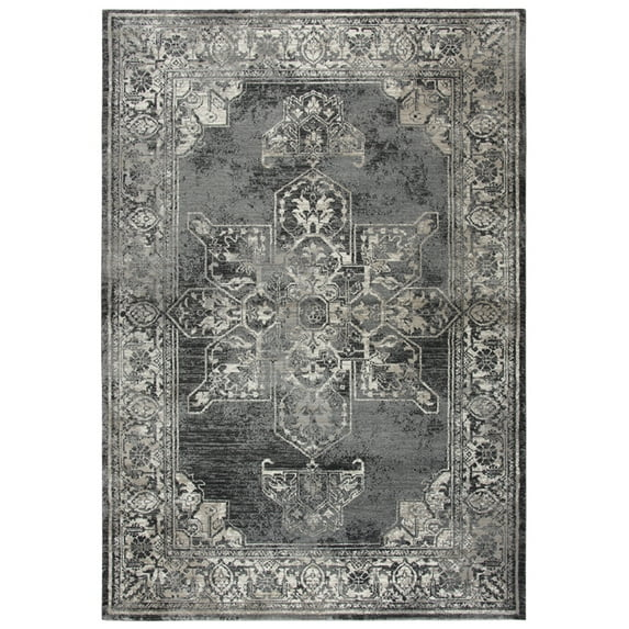 Rizzy Rugs Panache Area Rug PN6972 Gray Petals Corners 7' 10" x 10' 10" Rectangle