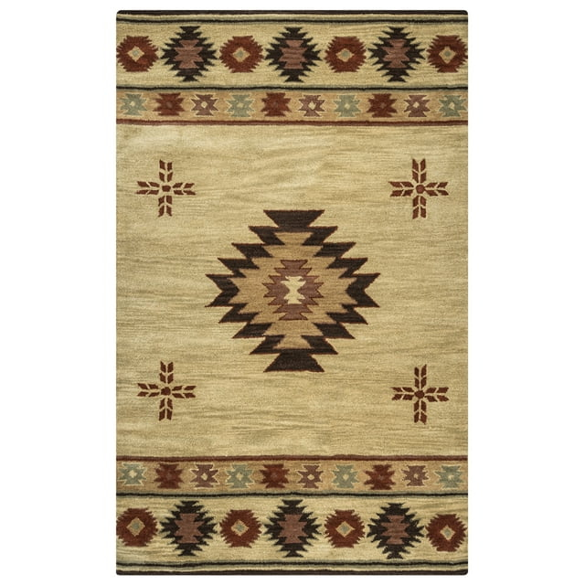 Rizzy Rugs Southwest Area Rug SU2007 Khaki Petals Shapes 5' x 8' Rectangle
