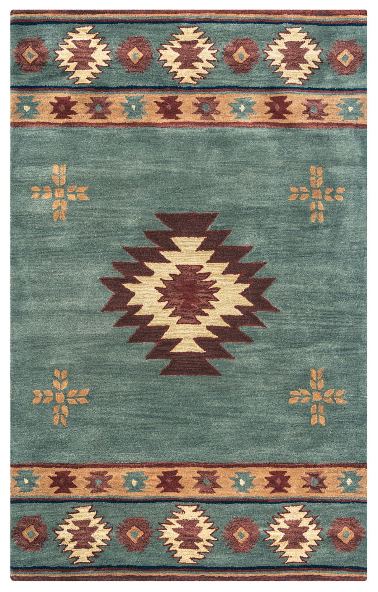 Rizzy Rugs Southwest Area Rug SU2008 Gray Blue Jagged Shapes 3' x 5' Rectangle