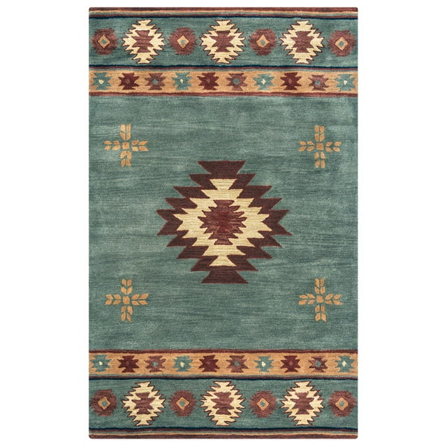 Rizzy Rugs Southwest Area Rug SU2008 Gray Blue Jagged Shapes 3' x 5' Rectangle