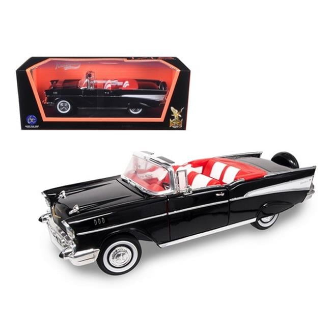 Road Signature 92108blk 1957 Chevrolet Bel Air Convertible Black 1-18 Diecast Model Car