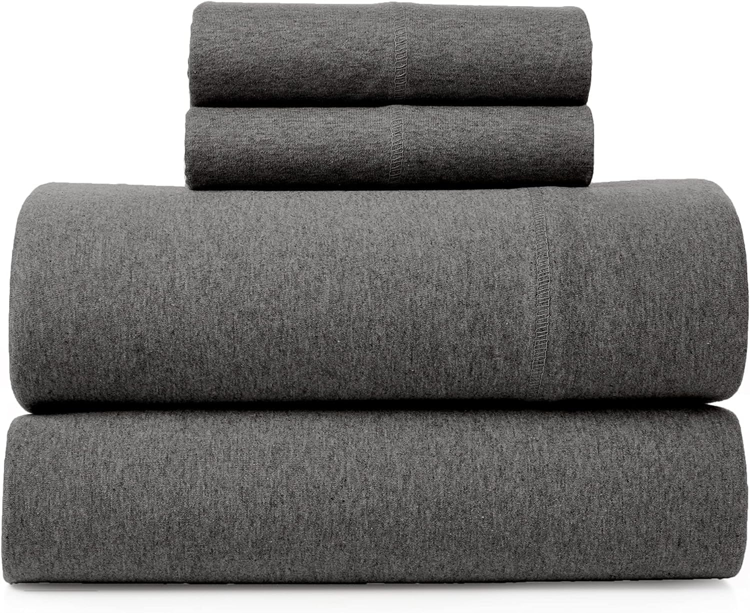 Road Trip America Jersey Sheet Set - 4 Pieces Queen Cotton Sheets Set - Stretchable Ultrasoft Luxury Knit Bed Linen (Dark Gray, Queen)