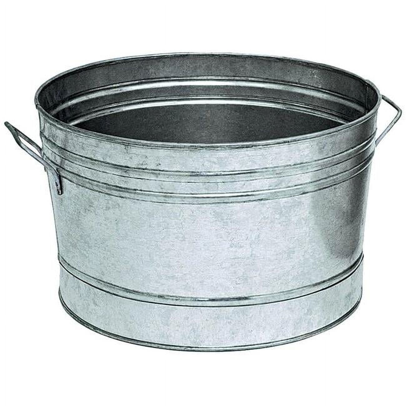 14" Galvanized Silver Round Metal Tub Planter