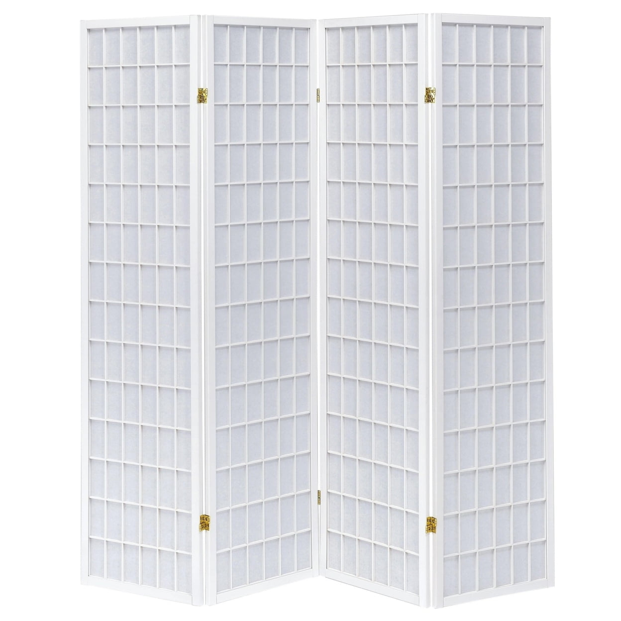 Coaster Modern Wood Four Panels Folding Room Divider in White
