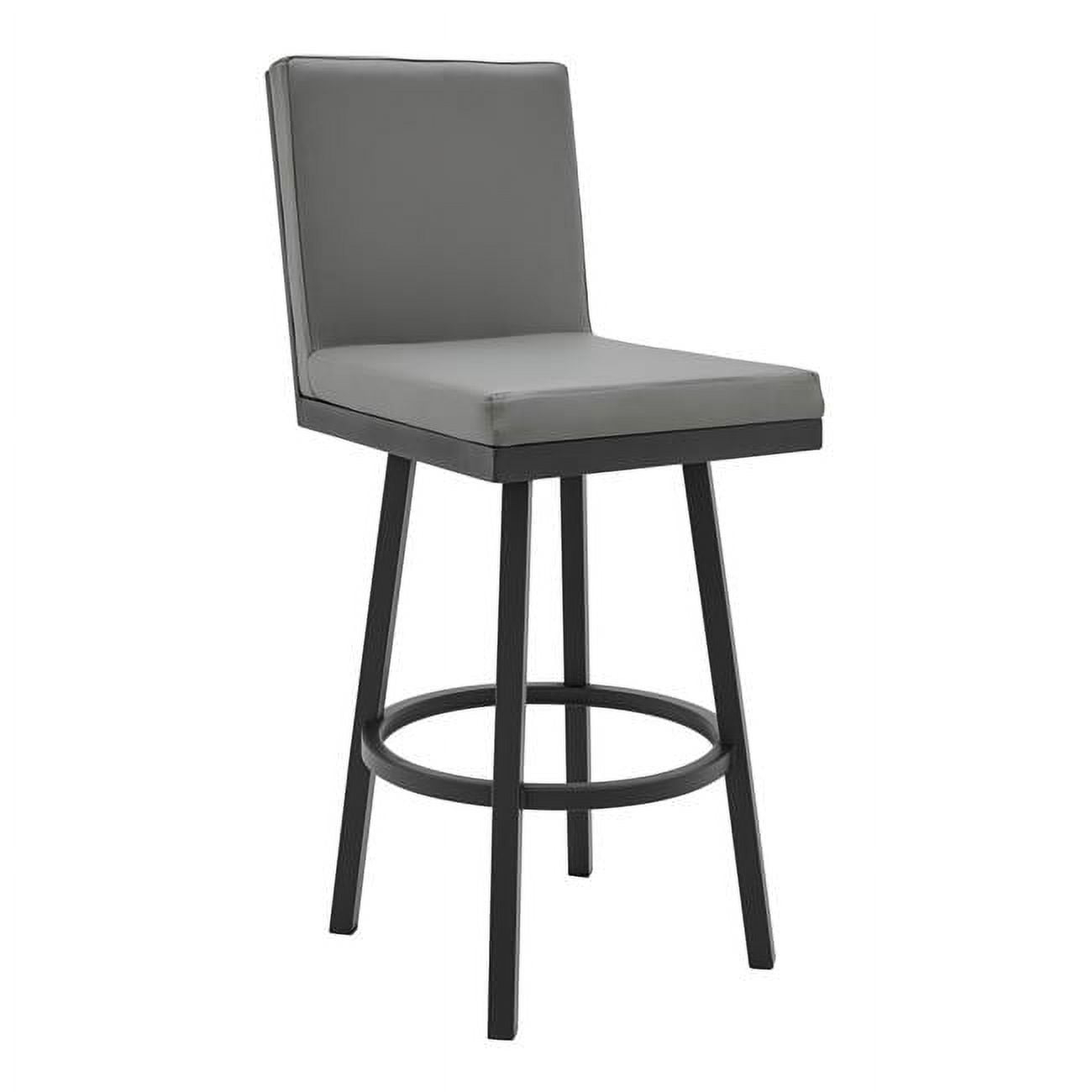 Rochester Swivel Modern Metal & Grey Faux Leather Bar & Counter Stool