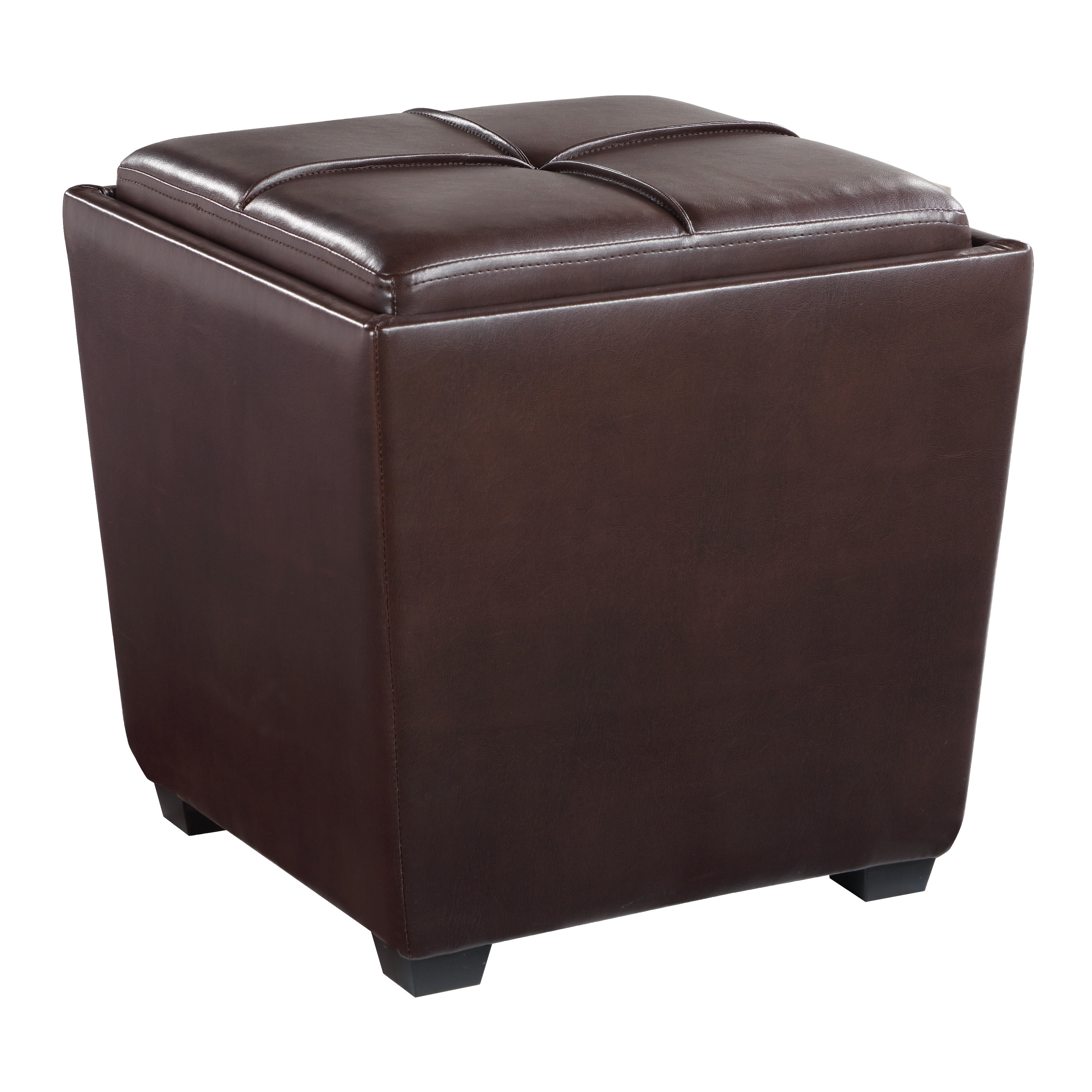 Rockford Storage Ottoman in Cocoa Faux Leather