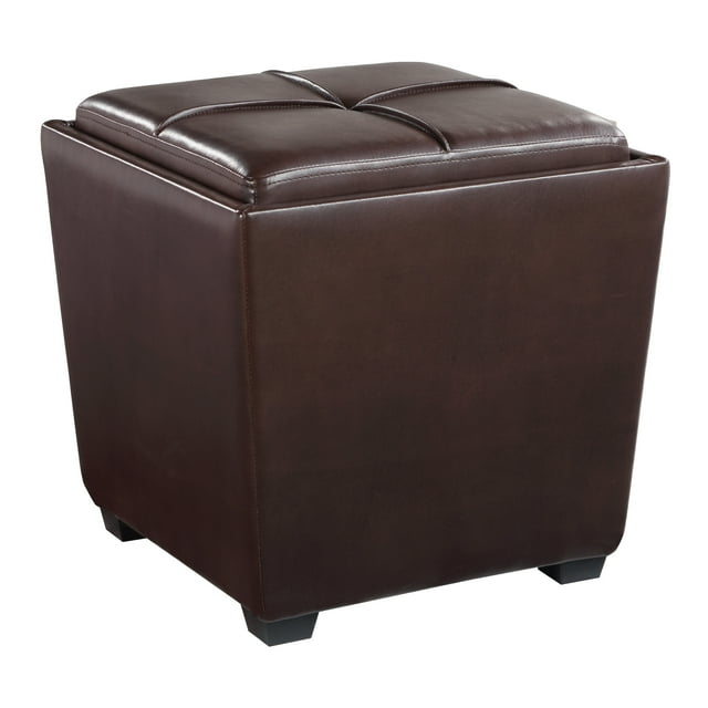 Rockford Storage Ottoman in Cocoa Faux Leather