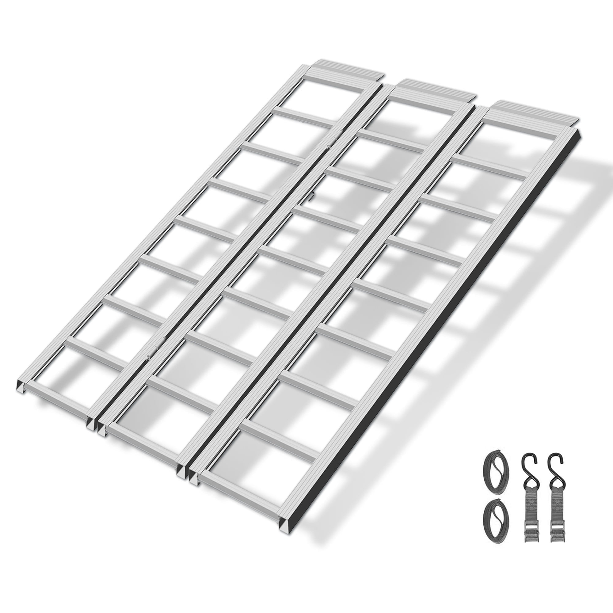 Rockland Tri-Fold Aluminum Loading Ramp with Treads, 88'' x 55'', 1500 LBS Capacity Full Width Aluminum Loading Ramps for Motorcycles, Ebikes, ATVs, UTVs and Lawnmowers