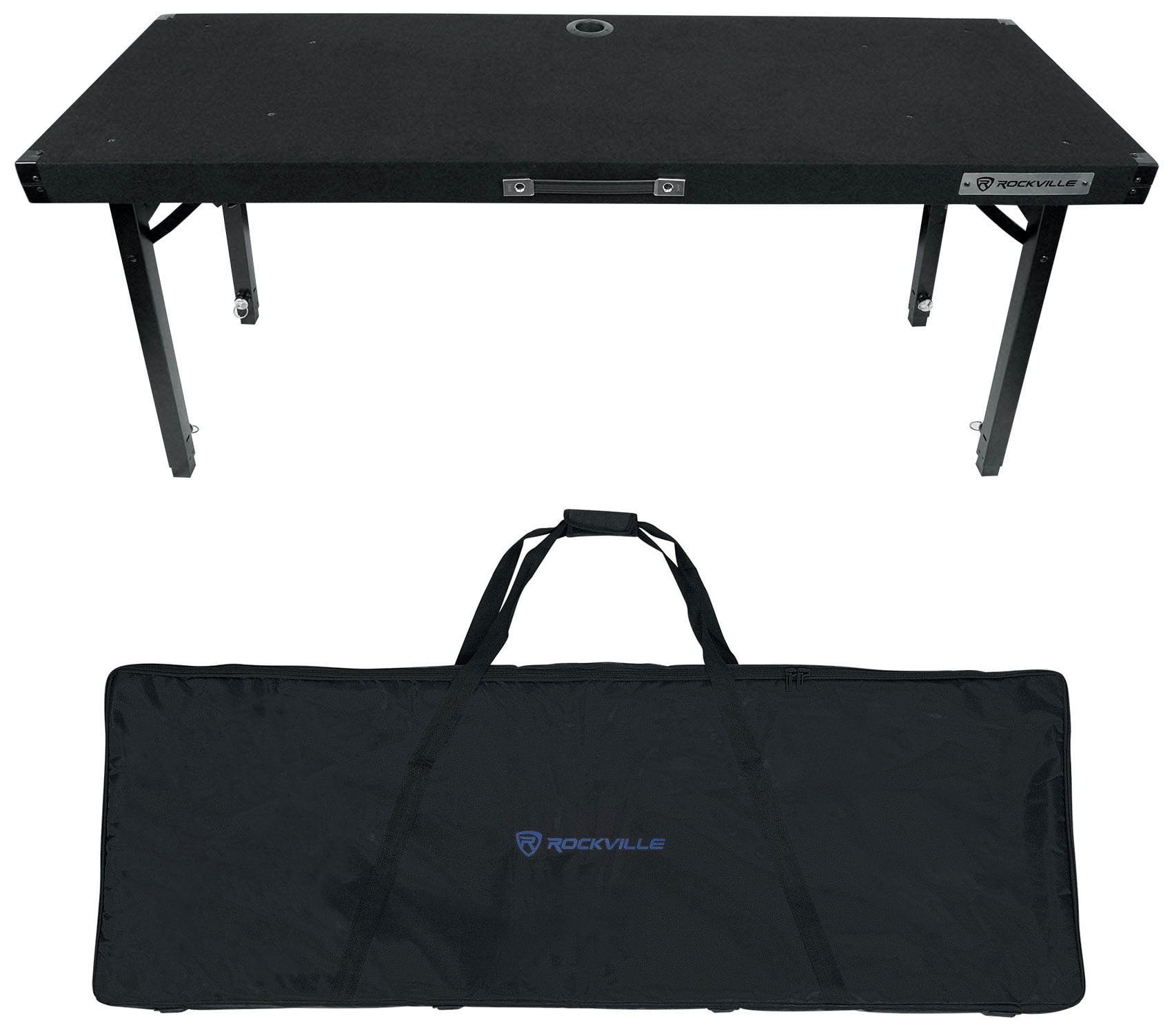 Rockville RTBL4 Adjustable Height DJ Table Folding Legs + Carry Bag 20" x 60"