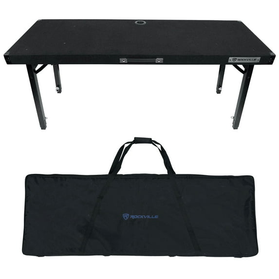 Rockville RTBL4 Adjustable Height DJ Table Folding Legs + Carry Bag 20" x 60"