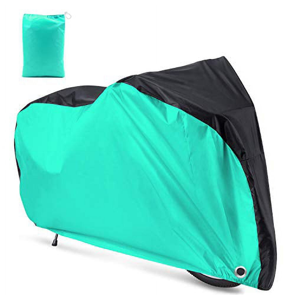 Roctee Bicycle Cover Waterproof Wind Rain Snow Proof Outdoor Mountain Bike Road Travel Bike Cycle Covers with Storage Bag, 78.7''(L) 27.6''(W) 43.3''(H) for XL Size (Black & Aqua Green)