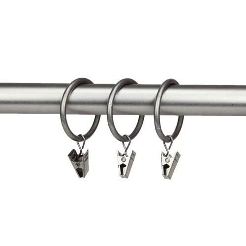 Rod Desyne 10 Curtain Rings With Clips 1-3 By 8 Inch I.D