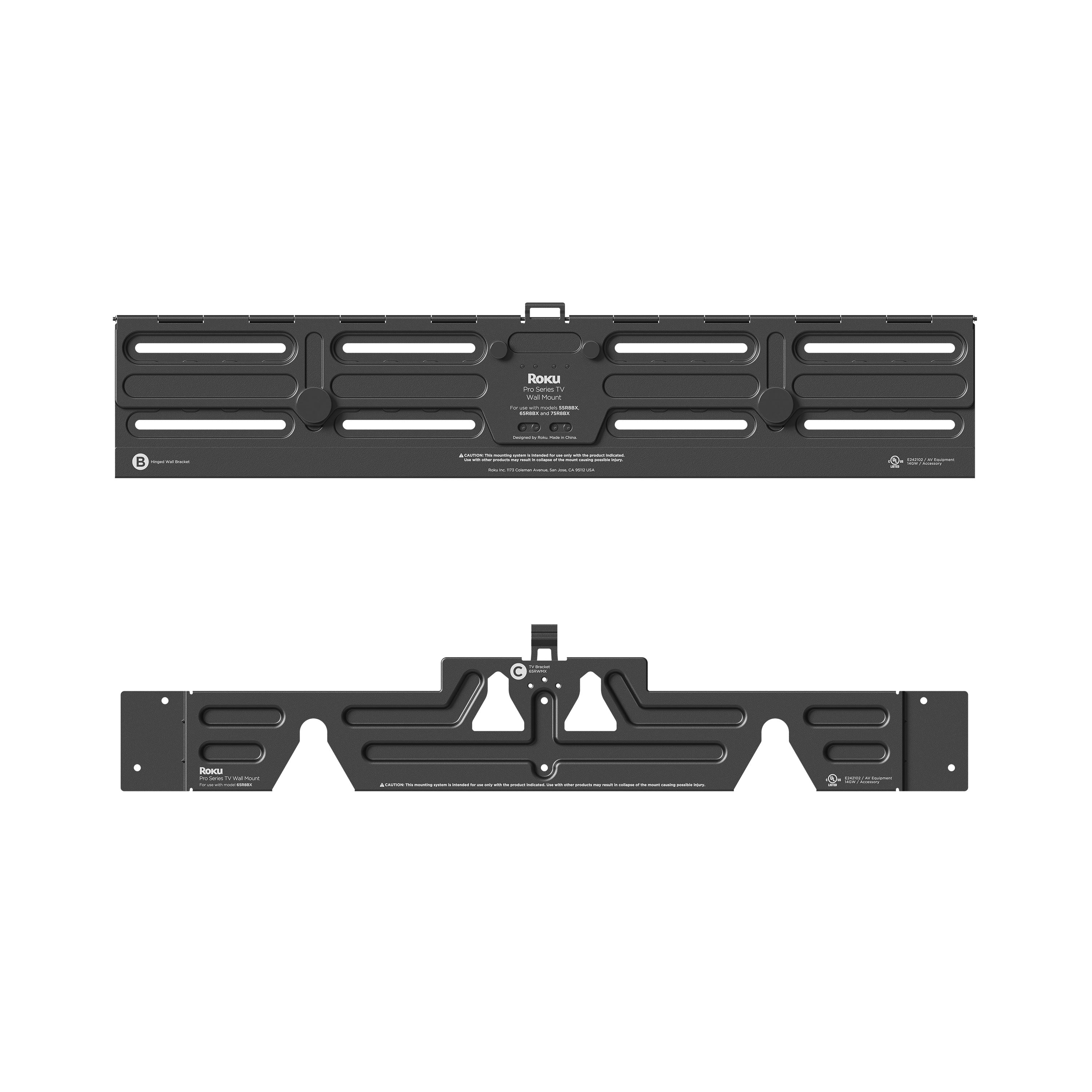 Roku Wall Mount Kit for 65-Inch Pro Series TV - Ultra-Slim with Minimalist, Flat Design - Hinged TV Mount and Kickstand for Easy Access to Cables