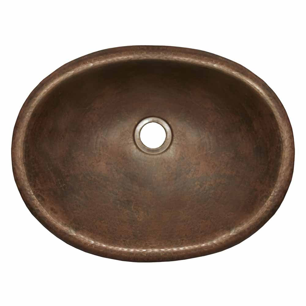 Baby Classic Antique Copper Metal Hand Hammered Oval Drop-In Bathroom Sink