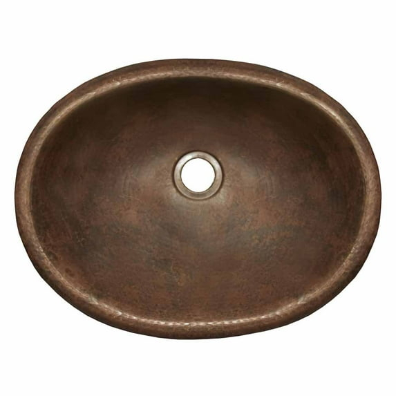 Baby Classic Antique Copper Metal Hand Hammered Oval Drop-In Bathroom Sink
