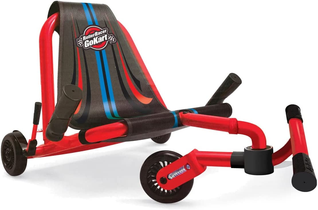 Roller Racer Red Go Kart, - Swing Side-to-Side for Amazing Ride, Powered by Zig-Zag Motion