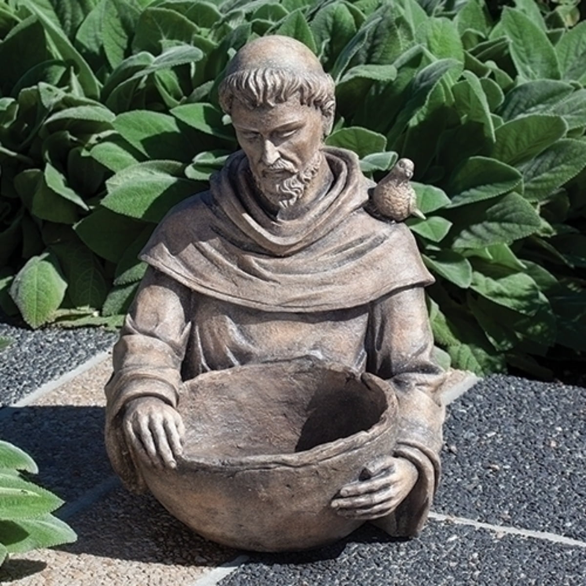 Roman 19" St. Francis Outdoor Garden Statue with Birdbath