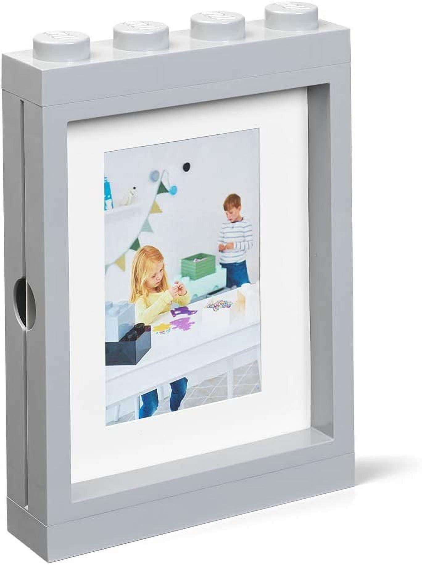 Room Copenhagen Lego Picture Frame - Stackable, Tabletop or Wall Display Photo Frame - Grey