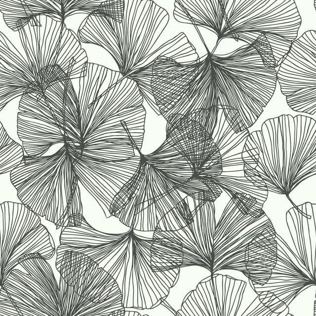 RoomMates Black Ginkgo Leaves Peel and Stick Wallpaper, 20.5 in x 18 ft