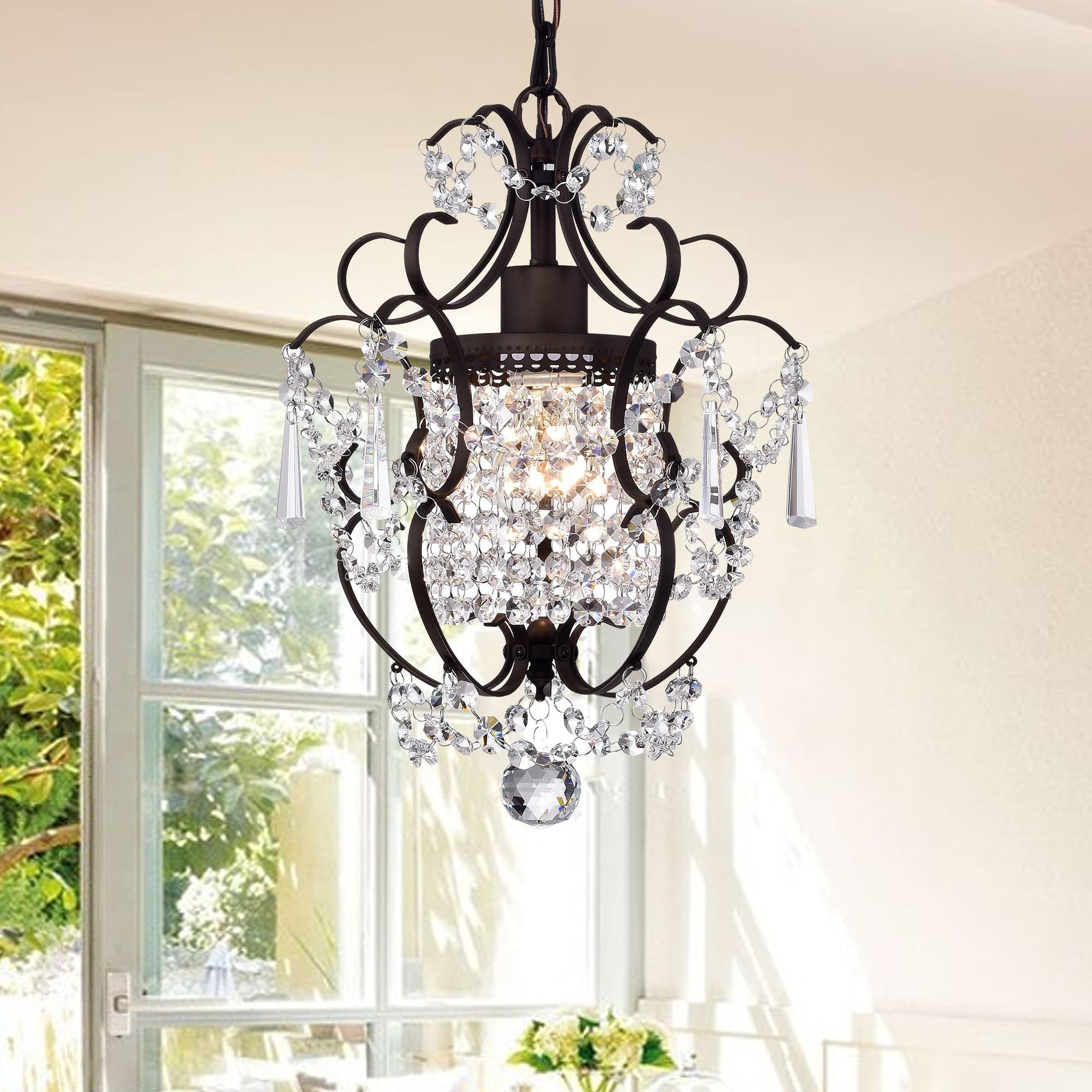 Warehouse of Tiffany Rosalie 1-light Antique Bronze 11-inch Crystal Chandelier