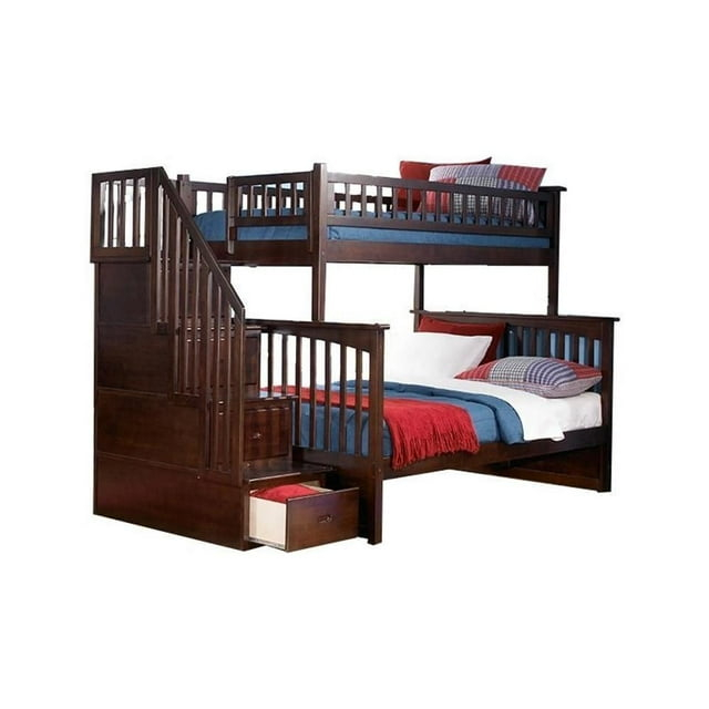 Rosebery Kids Twin over Full Staircase Bunk Bed in Walnut