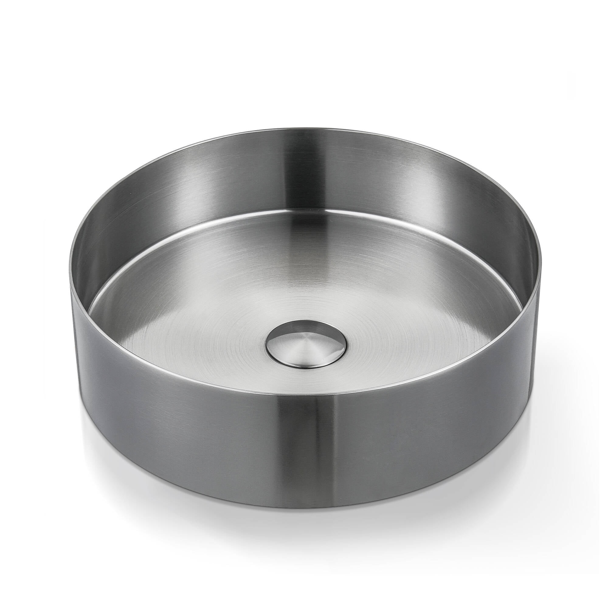 Stainless Steel Round Vessel Bathroom Sink Silver