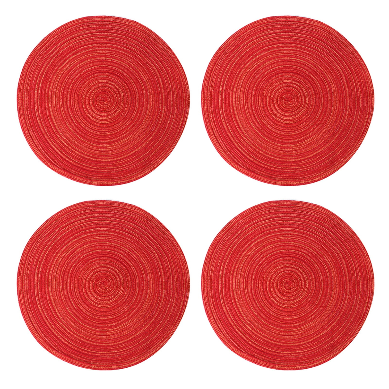 Red 15" Round Cotton Braided Placemats, Set of 4