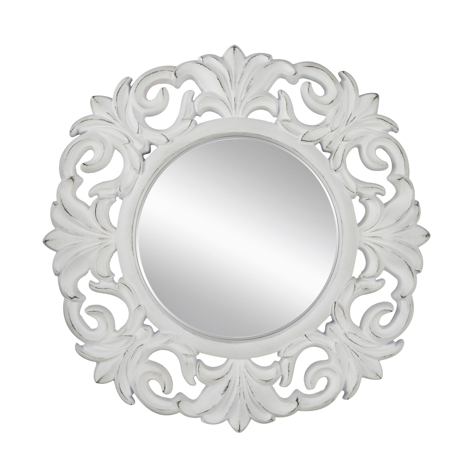 A&B Home Round Framed Wall Mirror - 39.5"Dia. x 2" - White