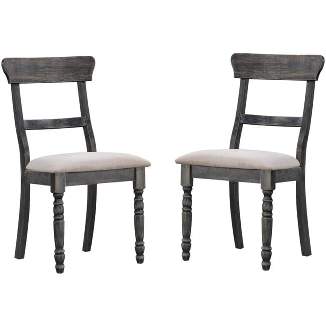 Round Leventis Side Chair - Light Brown Linen & Weathered Gray, Set of 2