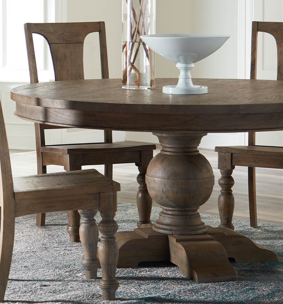 Alpine Furniture Kensington 60" Round Solid Pine Dining Table in Walnut