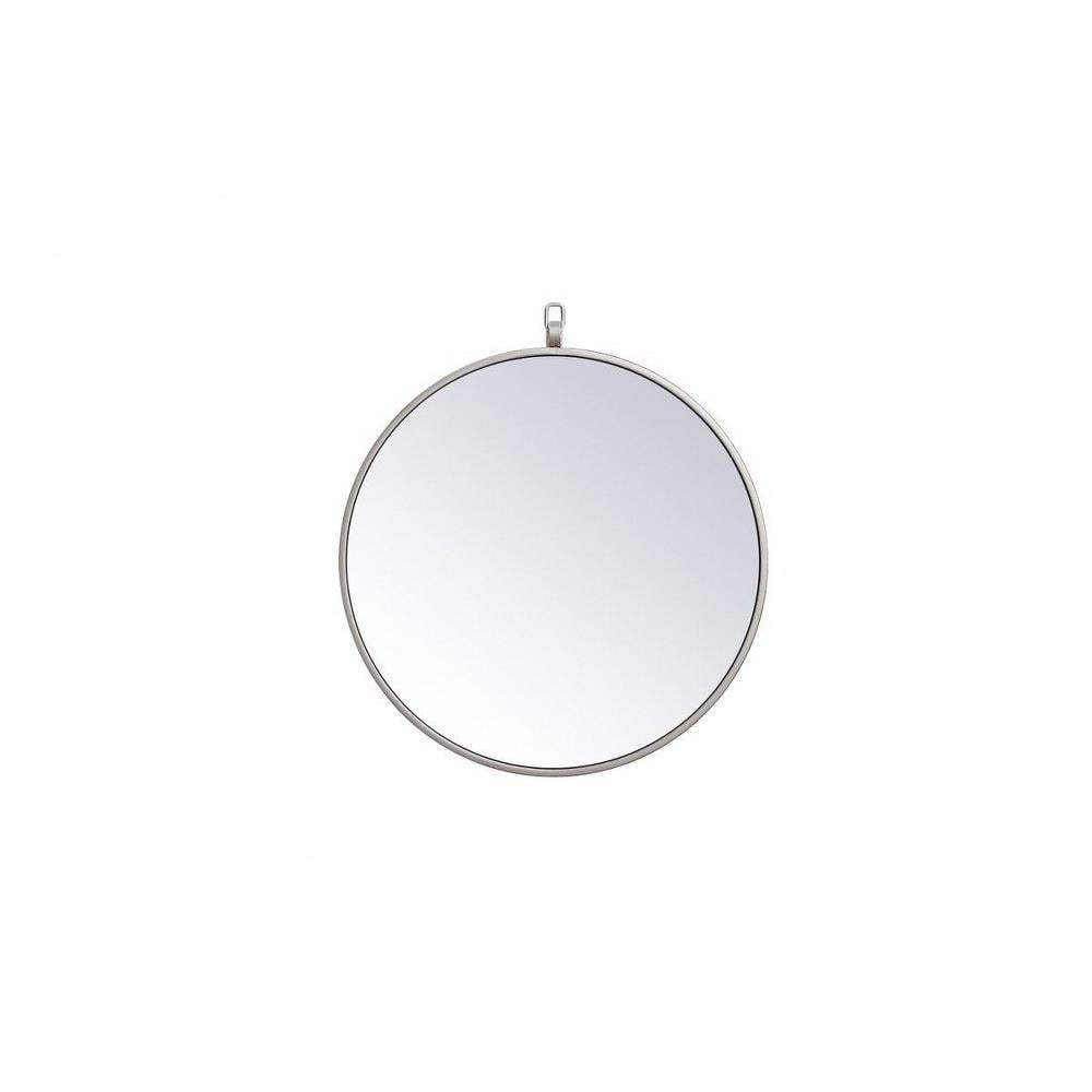 Round Mirror with Decorative Hook in Mid-Century Modern Style-18 inches Tall and 1 inches Wide-Silver Finish Bailey Street Home 779-Bel-5046637