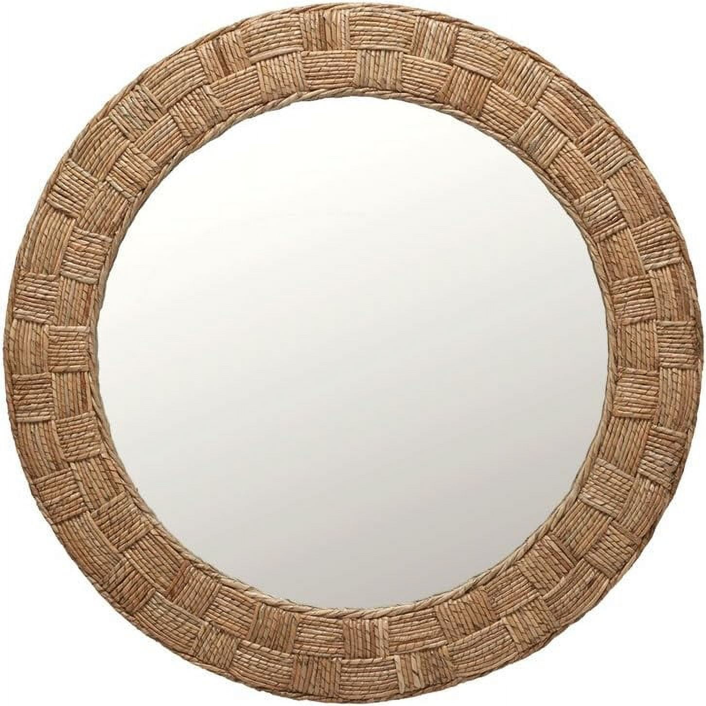 DaiZuY Round Rope Wall Mirror, Chequered, Beige/Natural