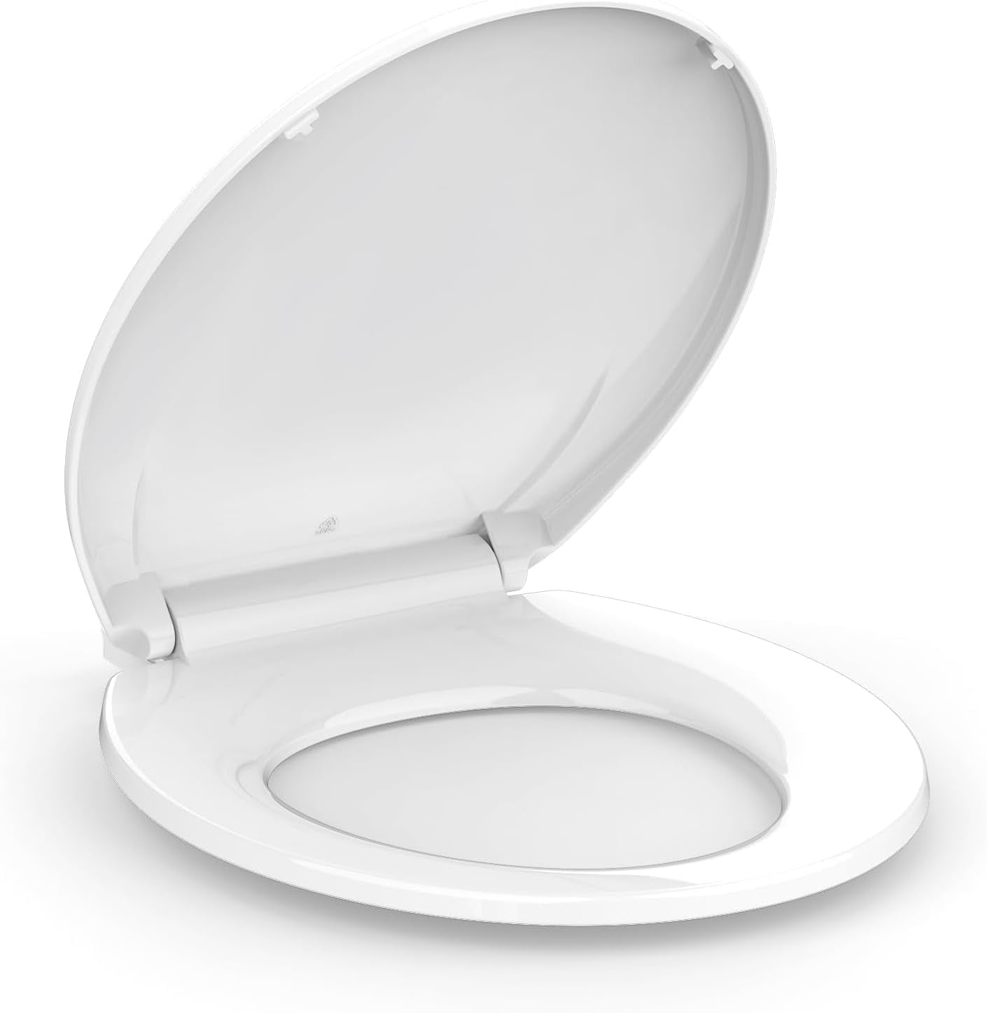 Round Soft Close Toilet Seat, 17-Inch Quiet Slow Close Round Toilet Lid, Easy Installation & Comfortable Ergonomic Design, Durable Plastic, White