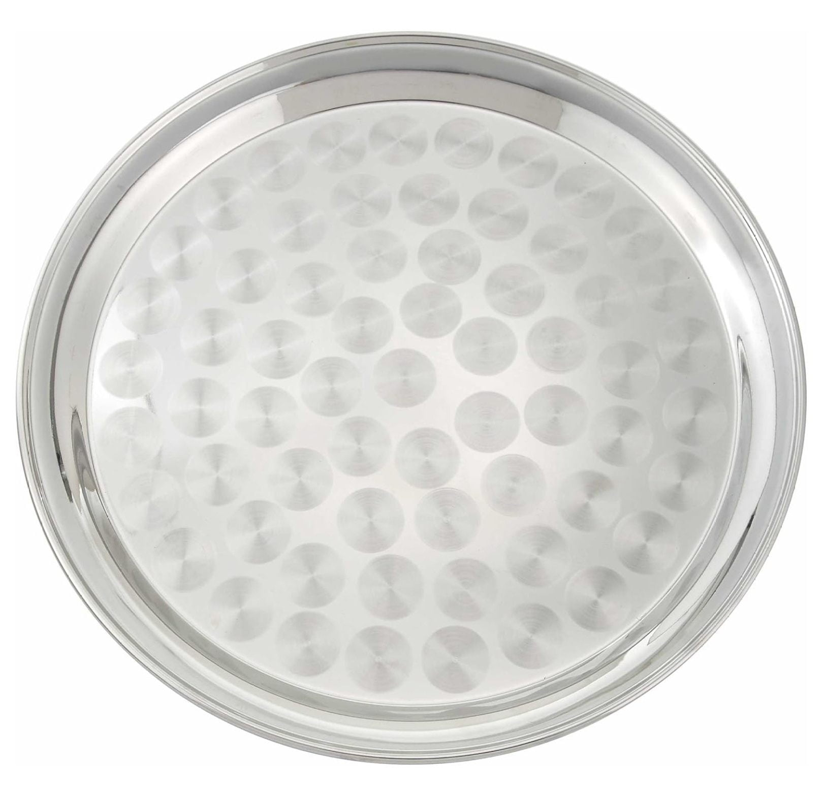 Winco Serving Tray with Swirl Pattern, Stainless Steel, Round, 16"