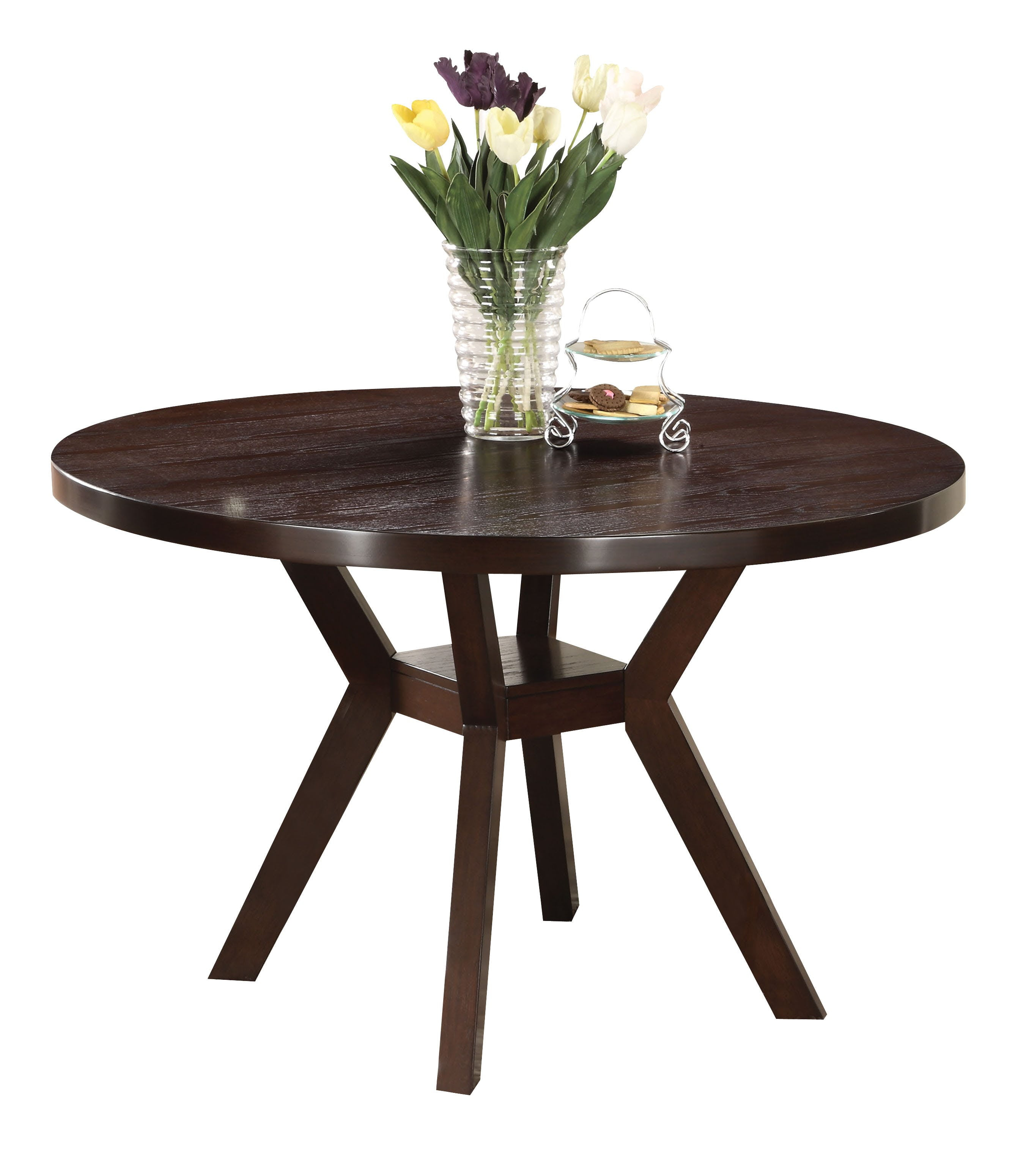 Round Wooden Dining Table, Espresso Brown