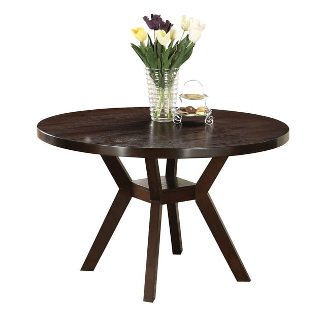 Round Wooden Dining Table, Espresso Brown