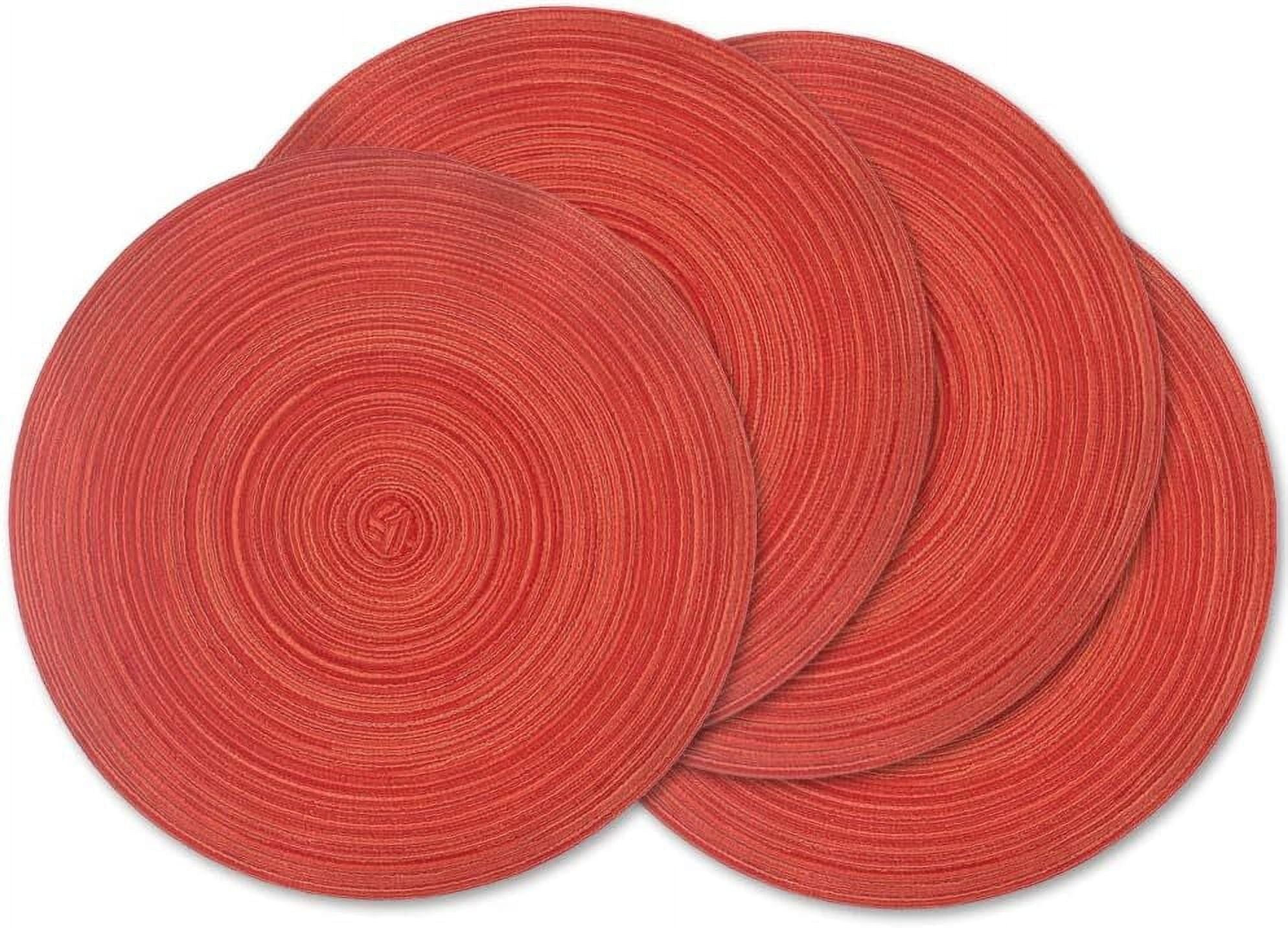 Ikeay Placemat| Round Placemats Set Of 4 Round Table Placemats Braided Cotton Place Mats 15 Inch for Kitchen Dining Table Holiday Party, 4X Placemats, Red